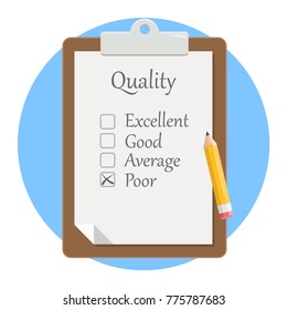 Quality Check clipboard flat design icon isolated on white background