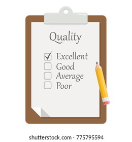 Quality Check clipboard flat design icon isolated on white background