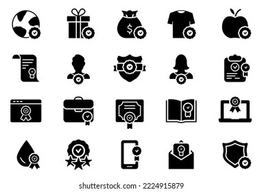 Quality Check Mark Silhouette Icon. Warranty Certificate Glyph Pictogram. Approve Stamp Checkmark Symbol. Good Choice of Food, Device, Business Service Award Seal. Isolated Vector Illustration.