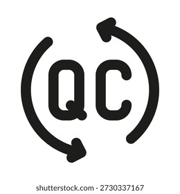 Quality check qc professional line icon. Professional Line Vector Icon with modern inspection approval concept, minimal clean outline design and scalable verification symbol
