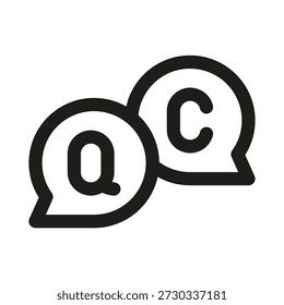 Quality check qc professional line icon. Professional Line Vector Icon with modern inspection verification concept, minimal clean outline design and scalable approval symbol
