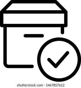 Quality check with tick mark on a cargo delivery box