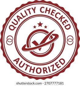 Marca de selo autorizada com verificação de qualidade com marca de verificação e estrelas
