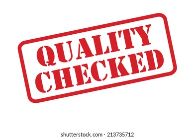 QUALITY CHECKED red rubber stamp vector over a white background.