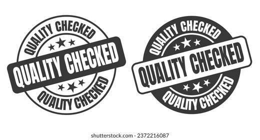 Quality Checked rounded vector symbol set on white background