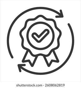 Quality Circle Outline Icon Vector Illustration