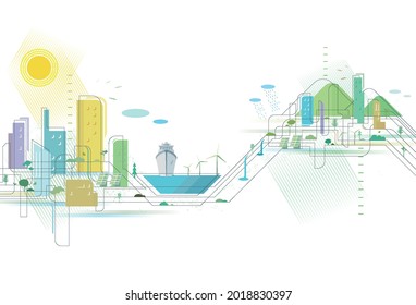 A Quality city 2 with ship appearance with some elements of environmental protection vector illustrator graphic EPS 10