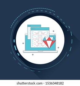 Quality coding concept design on blue background