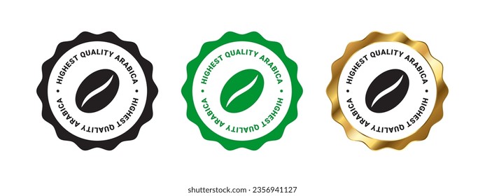 Quality coffee icons. Coffee beans. Badges and labels. Vector scalable graphics