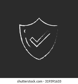 Se confirma la calidad dibujada a mano en tiza sobre un icono blanco vectorial de pizarra aislado en un fondo negro.