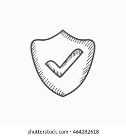 Quality Is Confirmed Vector Sketch Icon Isolated On Background. Hand Drawn Quality Is Confirmed Icon. Quality Is Confirmed Sketch Icon For Infographic, Website Or App.