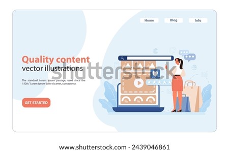 Quality Content for Consumer Engagement. An illustration of a content creator curating high-quality digital content, crucial for customer satisfaction and engagement.