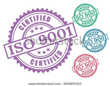 Quality Control Approved Badges, ISO 9001 Certification Vector Set