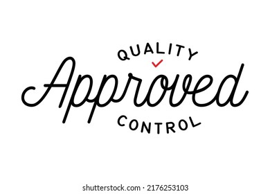 Plantilla de diseño de letras de dibujo manual aprobada para control de calidad. Vector e Ilustración.