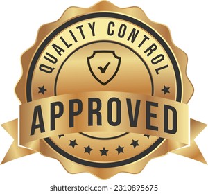 Quality Control Approved Stamp, Badge, Icon, Seal, Emblem, Quality Assurance Label, Quality Concept, Service, Controller, Patch, Rubber, Product, Sticker, Vector Illustration