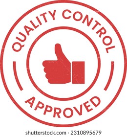 Quality Control Approved Stamp, Badge, Icon, Seal, Emblem, Quality Assurance Label, Quality Concept, Service, Controller, Patch, Rubber, Product, Sticker, Vector Illustration With Grunge Texture