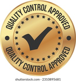 Control de calidad Sello aprobado, Insignia, Icono, Sello, Emblema, Etiqueta de garantía de calidad, Concepto de calidad, Servicio, Controlador, Parche, Caucho, Producto, Pegatina, Ilustración vectorial