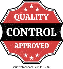 Quality Control Approved Stamp, Badge, Icon, Seal, Emblem, Quality Assurance Label, Quality Concept, Service, Controller, Patch, Logo, Rubber, Product, Sticker, Vector Illustration With Grunge Texture
