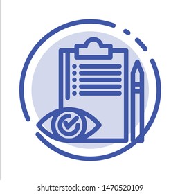 Quality Control, Backlog, Checklist, Control, Plan Blue Dotted Line Line Icon. Vector Icon Template background