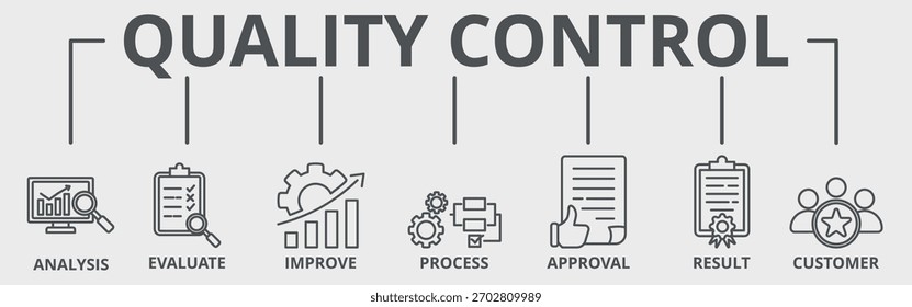 Conceito de ilustração de vetor de ícone da Web de banner de controle de qualidade