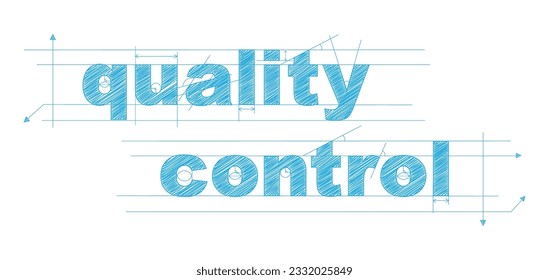 Banner de texto de borrador de vector azul de CONTROL DE CALIDAD