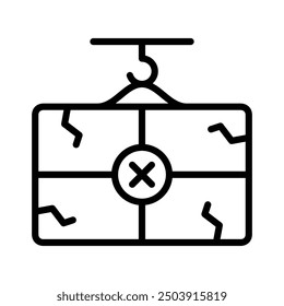 Diseño de Vector de línea de icono de daño de caja de control de calidad en estilo de moda