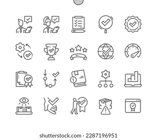 Quality control. Check list. Gauge. Compliance, quality check. Supervised. Pixel Perfect Vector Thin Line Icons. Simple Minimal Pictogram