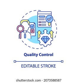 Quality control concept icon. Monitoring production. Inspection of goods. Operations managment abstract idea thin line illustration. Vector isolated outline color drawing. Editable stroke