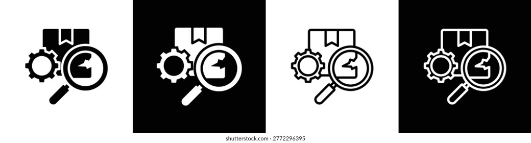 Quality Control Glyph And Line Icon Style In White And Black Background

