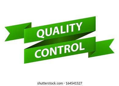 Quality control guarantee ribbon banner icon isolated on white background. Vector illustration