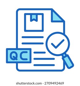 Icono de control de calidad Ilustración vectorial de estilo de color azul