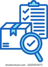 Ícone de controle de qualidade - Ilustração de vetor azul