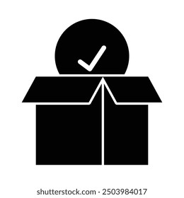 Icono de control de calidad Caja de verificación Diseño de Vector sólido en estilo de moda