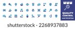 Quality control icon collection. Duotone color. Vector illustration. Containing settings, quality control, quality, improvement, badge, discussion, evaluate, bad quality, reward, customer review.