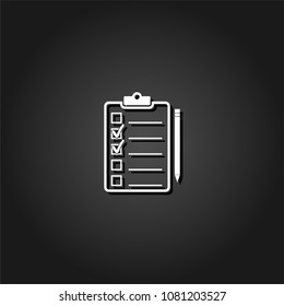 Quality control icon flat. Simple White pictogram on black background with shadow. Vector illustration symbol