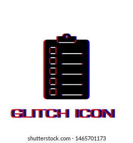 Quality control icon flat. Simple pictogram - Glitch effect. Vector illustration symbol