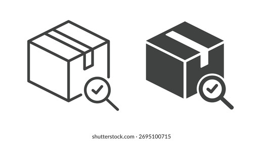 Icono de control de calidad. Icono de línea y glifo sólido