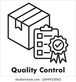 Ícone de Controle de Qualidade em Estilo de Linha. Ilustração vetorial para inspeção, padronização e conceito de certificação.