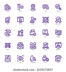 Quality Control icon pack for your website, mobile, presentation, and logo design. Quality Control icon basic line gradient design. Vector graphics illustration and editable stroke.