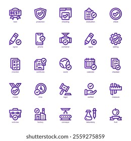Quality Control icon pack for your website, mobile, presentation, and logo design. Quality Control icon basic line gradient design. Vector graphics illustration and editable stroke.