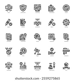 Quality Control icon pack for your website, mobile, presentation, and logo design. Quality Control icon glyph design. Vector graphics illustration and editable stroke.