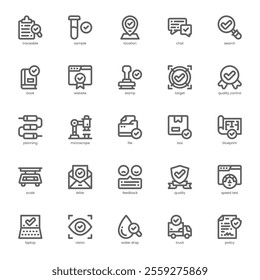 Quality Control icon pack for your website, mobile, presentation, and logo design. Quality Control icon outline design. Vector graphics illustration and editable stroke.