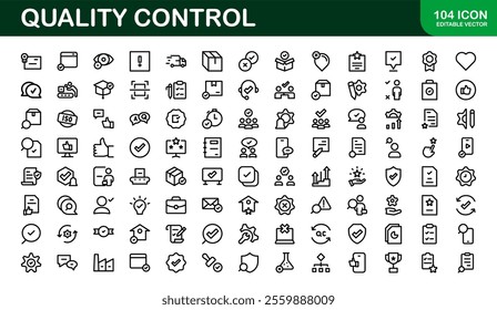 Quality Control Icon Set - Minimal, Modern, and Versatile Line Art Illustrations for Business, Manufacturing, and Product Assurance Needs