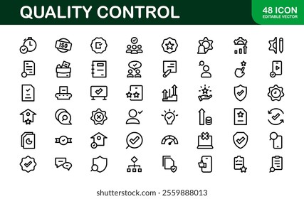 Quality Control Icon Set - Minimal, Modern, and Versatile Line Art Illustrations for Business, Manufacturing, and Product Assurance Needs