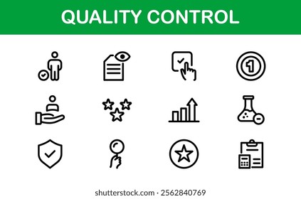 Quality Control Icon Set - Minimal, Modern, and Versatile Line Art Illustrations for Business, Manufacturing, and Product Assurance Needs