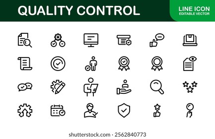 Quality Control Icon Set - Minimal, Modern, and Versatile Line Art Illustrations for Business, Manufacturing, and Product Assurance Needs