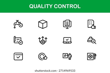 Conjunto de iconos de control de calidad: Ilustraciones de arte de línea mínimas, modernas y versátiles para las necesidades de negocios, fabricación y garantía de Producto