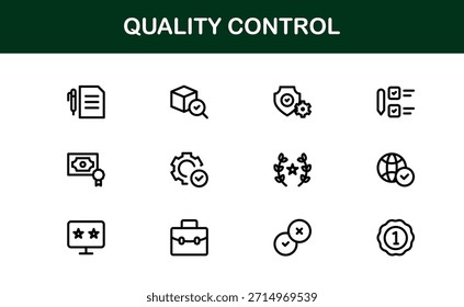 Quality Control Icon Set - Minimal, Modern, and Versatile Line Art Illustrations for Business, Manufacturing, and Product Assurance Needs