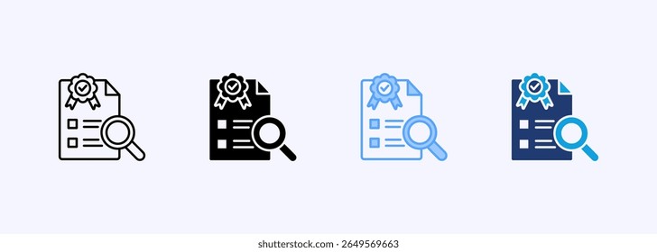 Ícone Controle de Qualidade Definir Coleção de Vários Estilos