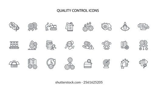 Quality control icon set.vector.Editable stroke.linear style sign for use web design,logo.Symbol illustration.